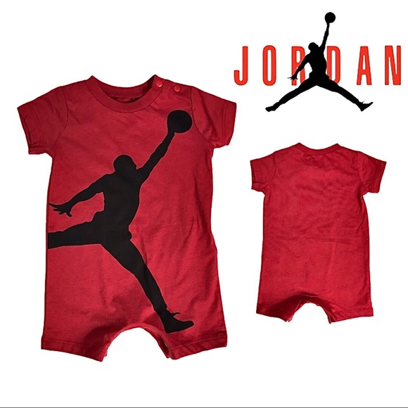 NWT Jordan Red Short-Sleeve Jumpman Knit Shortall - Picture 1 of 10